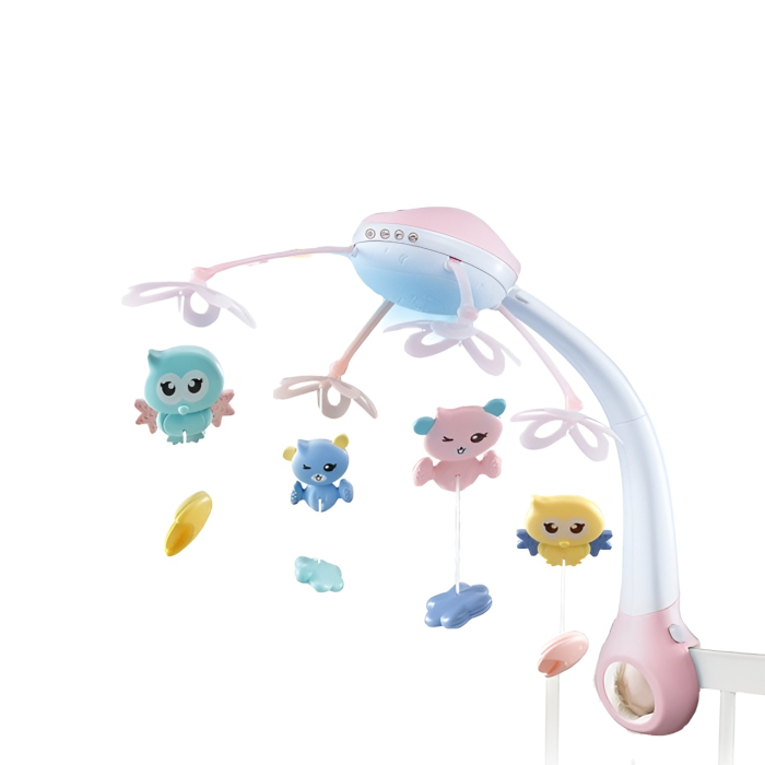 Carusel Muzical Pătuț cu Proiecție și Bluetooth – 2 Culori (Roz/Albastru), Lumini de Noapte, Telecomandă [2]