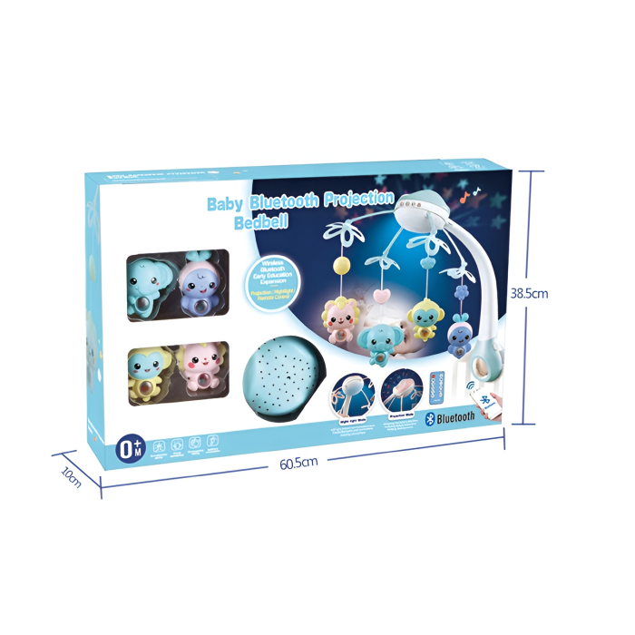 Carusel Muzical Pătuț cu Proiecție și Bluetooth – 2 Culori (Roz/Albastru), Lumini de Noapte, Telecomandă [5]