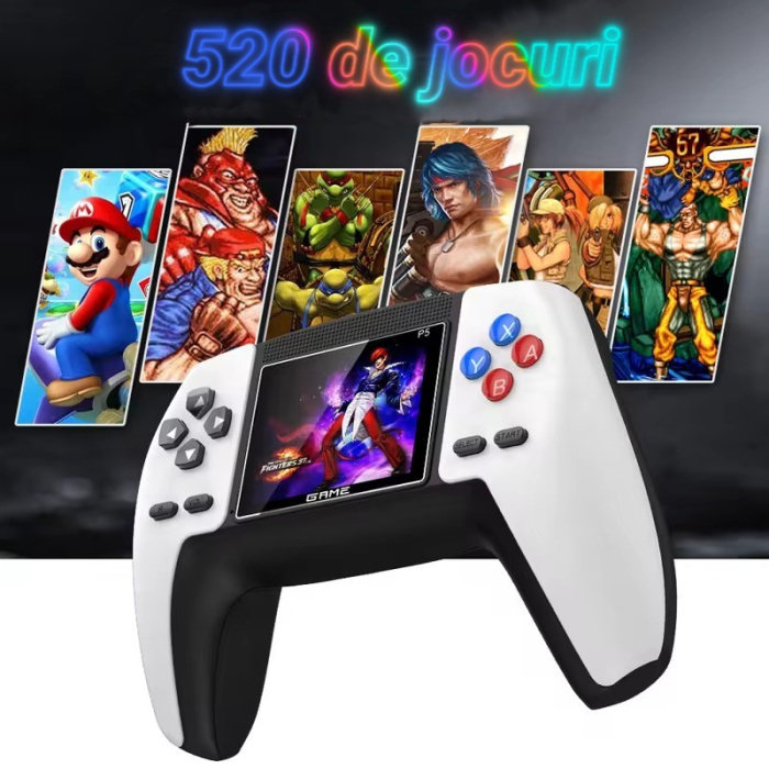 Consola portabila 520 jocuri clasice – mini gamepad cu ecran + TV-out, baterie reincarcabila [1]