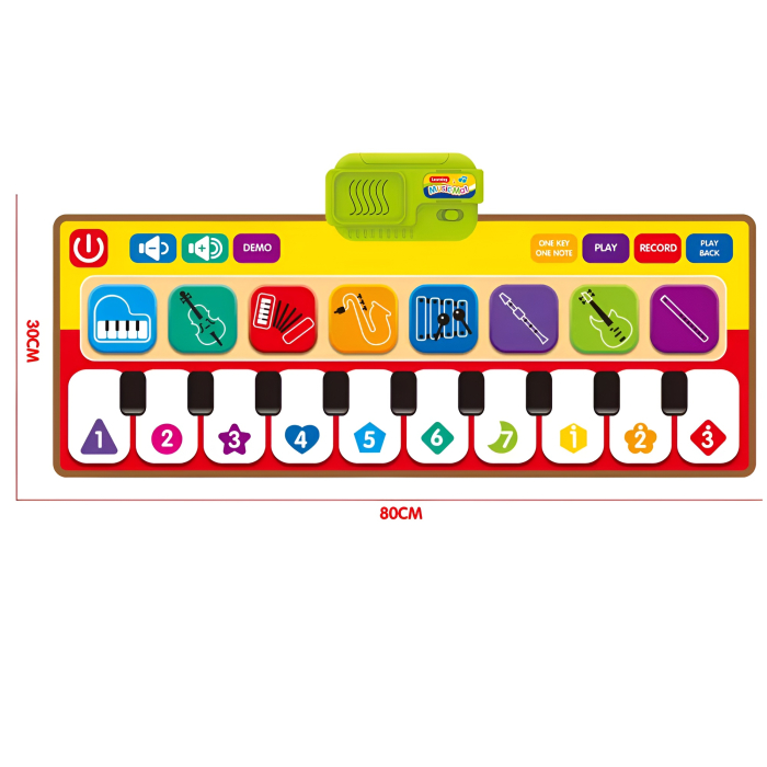 Covor Pian Muzical Interactiv pentru Copii – 8 instrumente muzicale, funcție înregistrare și redare, sunete educative, antiderapant, 80x30 cm, jucărie educativă 3+ ani [4]