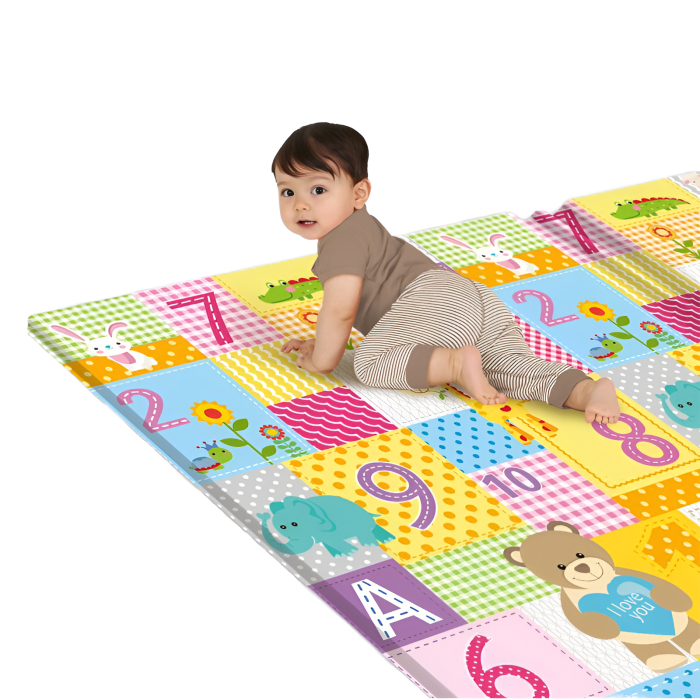 Covoraș de Joacă Pliabil XXL 200×180 cm – Reversibil, Antiderapant, Moale, Izolat, Animăluțe Colorate | Perfect pentru Bebeluși și Copii [1]
