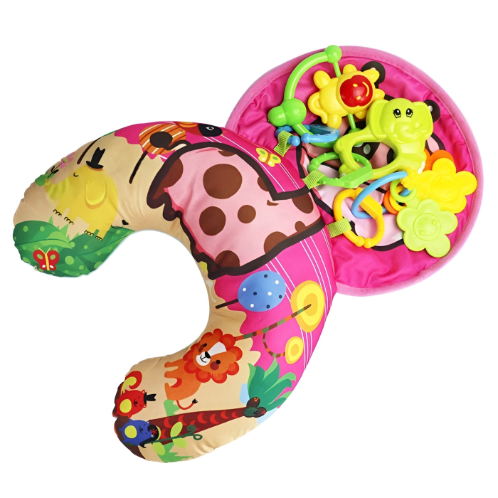 Covoraș Educativ pentru Bebeluși Tip Tummy Time – Pernă de Sprijin, Activități Senzoriale și Dezvoltare Motorie 0+ luni, roz [2]