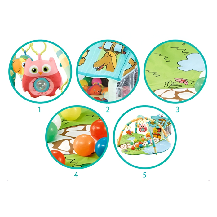 Covoraș Interactiv pentru Bebeluși Happy Space Play Gym – Arcade cu Jucării, Bile Colorate, 0+ luni [2]