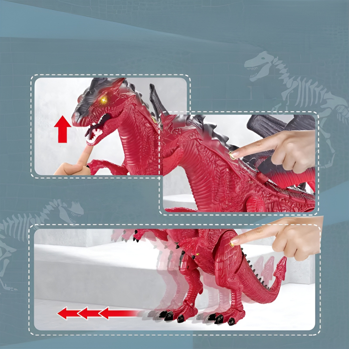 Dragon Interactiv Roșu cu Senzori de Mișcare – Lumini, Sunete & Mers Realist – Dinosaur Planet [3]