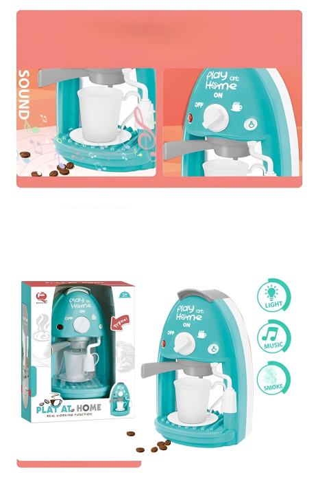 Espressor de Jucărie Play at Home – Mașină de Cafea pentru Copii cu Sunete și Apă Reală, 26 cm – Rol Play Bucătărie [3]
