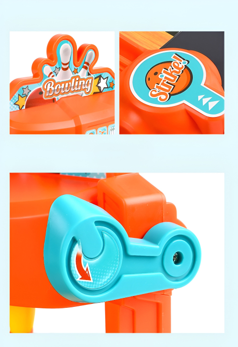 Joc Bowling de Masă pentru Copii – Pistă Interactivă cu Lansator, Popice și Bile, 60 cm, Joc de Îndemânare, 3+ ani [5]