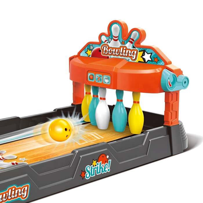 Joc Bowling de Masă pentru Copii – Pistă Interactivă cu Lansator, Popice și Bile, 60 cm, Joc de Îndemânare, 3+ ani [2]