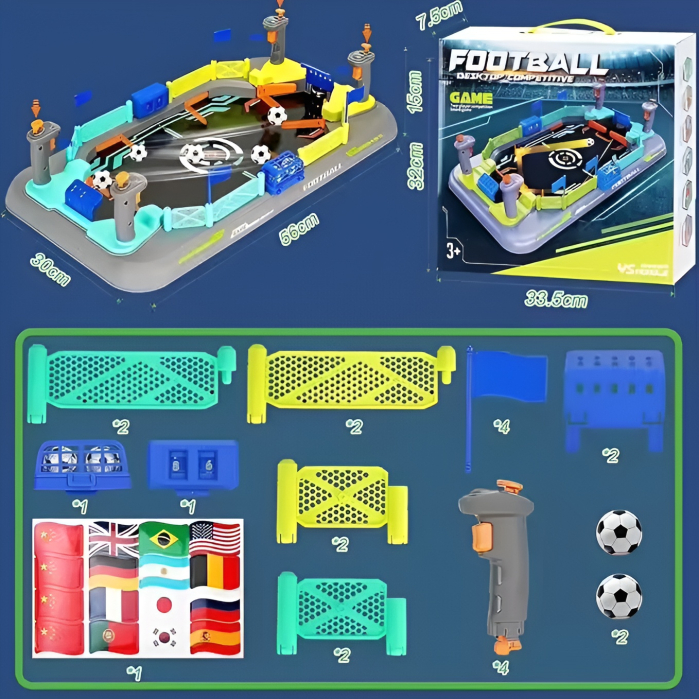 Joc Fotbal de Masă Interactiv pentru Copii – Mini Stadion 55 cm, Lansatoare Mecanice, Mingi Incluse, Duel 1 vs 1, 3+ ani [6]