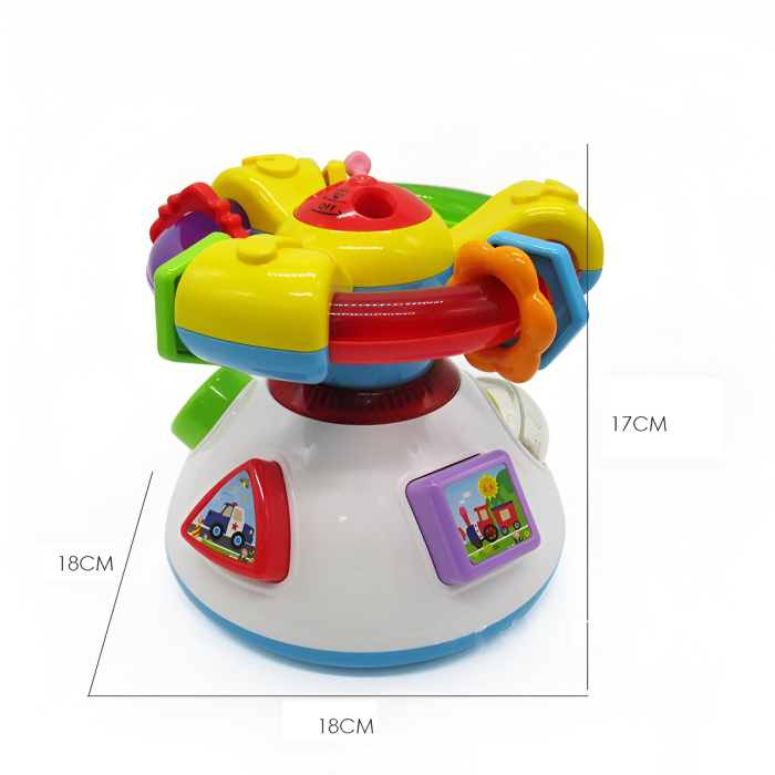 Jucărie Interactivă 2-în-1 cu Proiecție și Muzică – Volan Rotativ, Lumini, Sunete, Activități Sensoriale, 12+ luni [8]