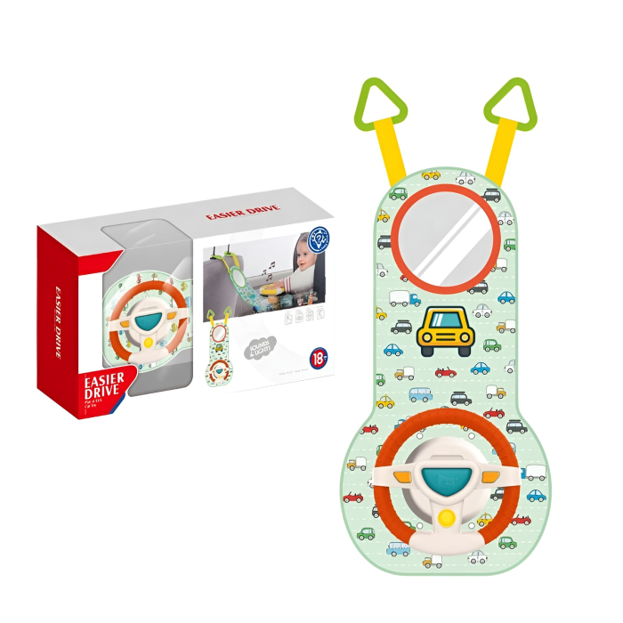 Jucărie Interactivă pentru Bebeluși cu Volan și Oglindă – Sunete, Muzică și Prindere pe Scaun Auto, +18 Luni [3]