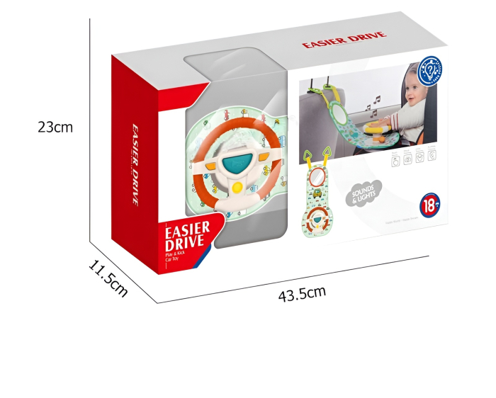 Jucărie Interactivă pentru Bebeluși cu Volan și Oglindă – Sunete, Muzică și Prindere pe Scaun Auto, +18 Luni [4]
