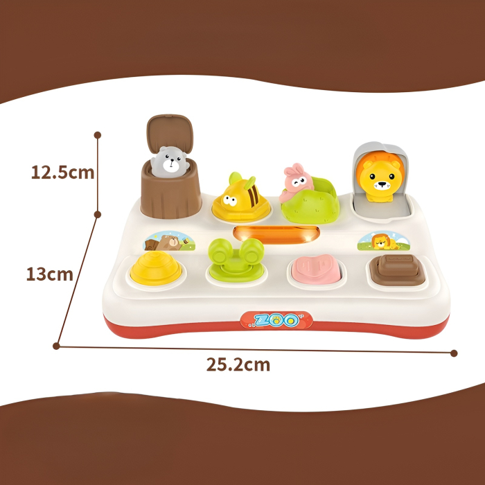 Jucărie Interactivă Pop-Up Zoo – Animăluțe Ascunse, Apasă/Împinge/Rotesc | Jucărie Educativă Bebe 1–3 Ani [4]