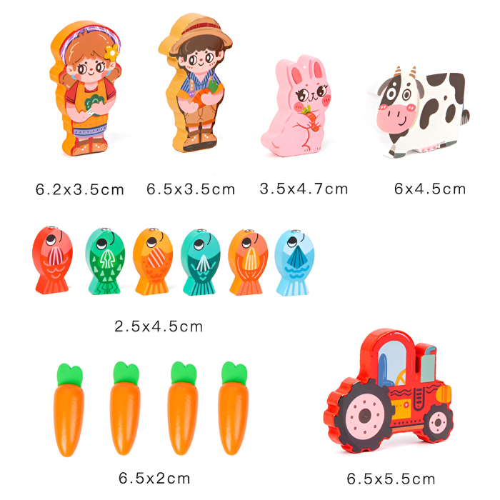 Jucărie Montessori Ferma Inteligentă din Lemn – Sortare Forme, Pescuit Magnetic, Legume, Animăluțe și Activități 6-în-1 [5]