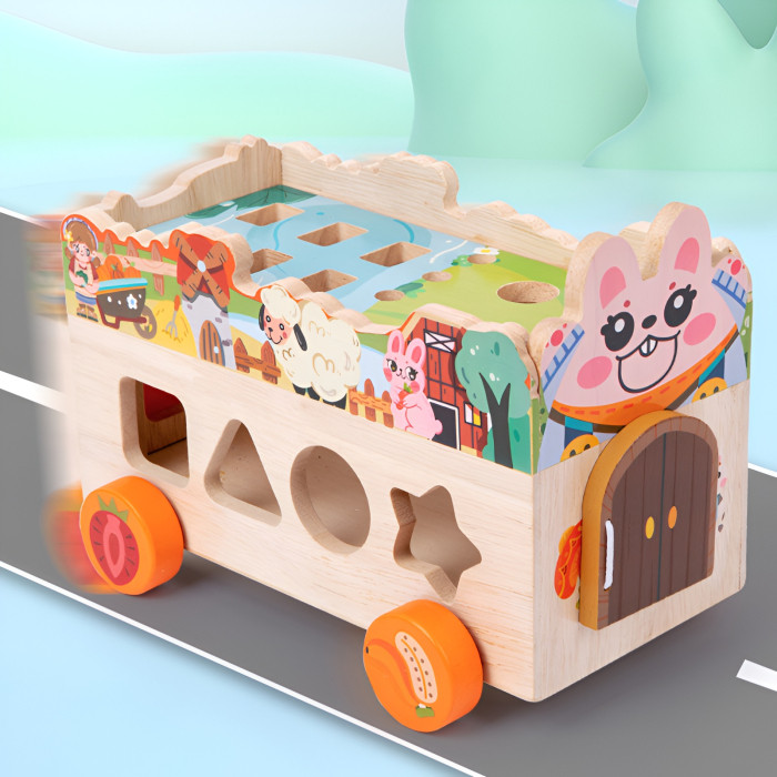 Jucărie Montessori Ferma Inteligentă din Lemn – Sortare Forme, Pescuit Magnetic, Legume, Animăluțe și Activități 6-în-1 [2]