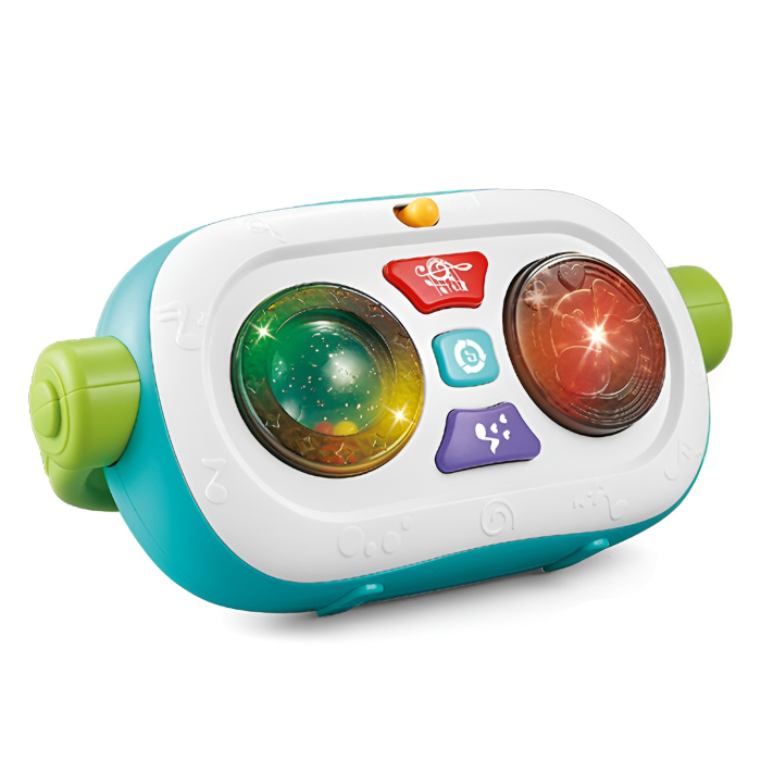 Jucărie Muzicală Interactivă pentru Bebeluși – Radio cu Lumini, Sunete și Role, Portocaliu/Verde, +6 Luni [2]