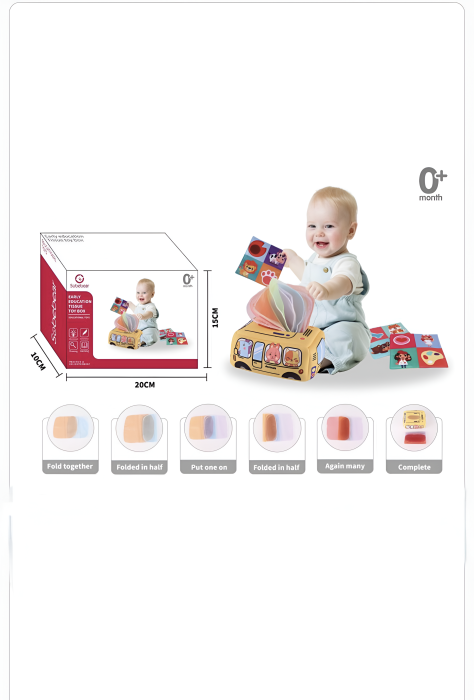 Jucărie Senzorială pentru Bebeluși – Cutie cu Șervețele Textile Colorate, Soft, 0+ Luni [5]