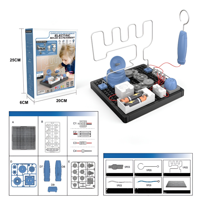 Kit STEM labirint electric cu circuite și roți dințate – joc educativ DIY pentru experimente științifice copii, 6 ani+ [5]