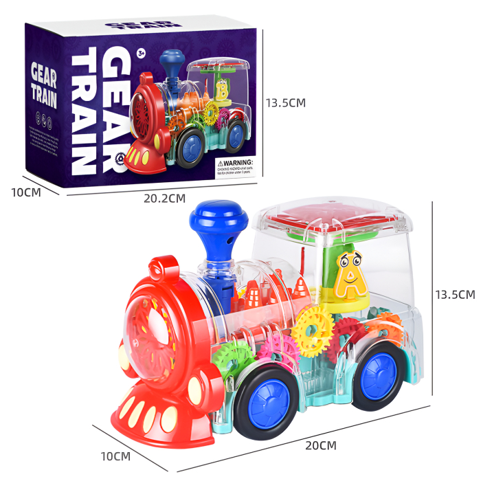Locomotivă Interactivă cu Lumini și Angrenaje Vizibile – Gear Train 3D, Muzică, Mișcare, Jucărie Educațională pentru Copii 3+ [6]