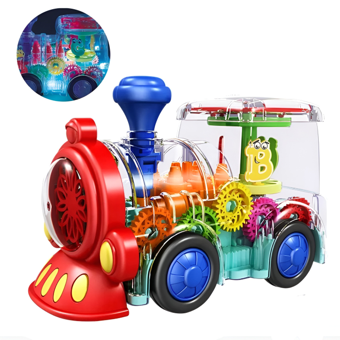 Locomotivă Interactivă cu Lumini și Angrenaje Vizibile – Gear Train 3D, Muzică, Mișcare, Jucărie Educațională pentru Copii 3+ [3]