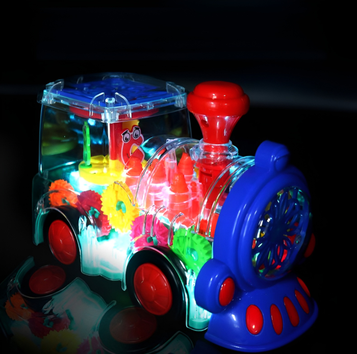 Locomotivă Interactivă cu Lumini și Angrenaje Vizibile – Gear Train 3D, Muzică, Mișcare, Jucărie Educațională pentru Copii 3+ [4]