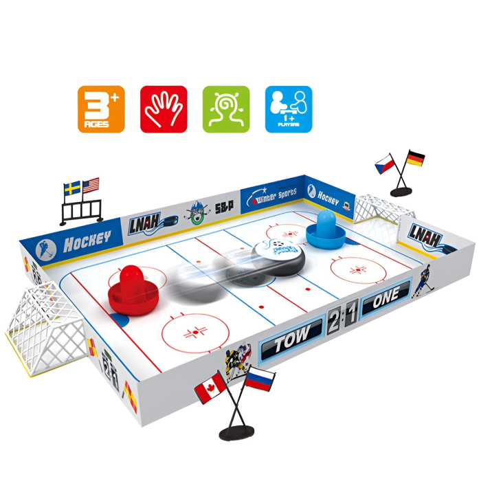 Masă Air Hockey pentru copii – Joc interactiv de masă tip Ice Hockey, 2 jucători, dimensiune mare 60 cm, 3+ ani [3]