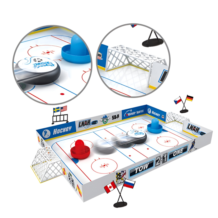 Masă Air Hockey pentru copii – Joc interactiv de masă tip Ice Hockey, 2 jucători, dimensiune mare 60 cm, 3+ ani [2]