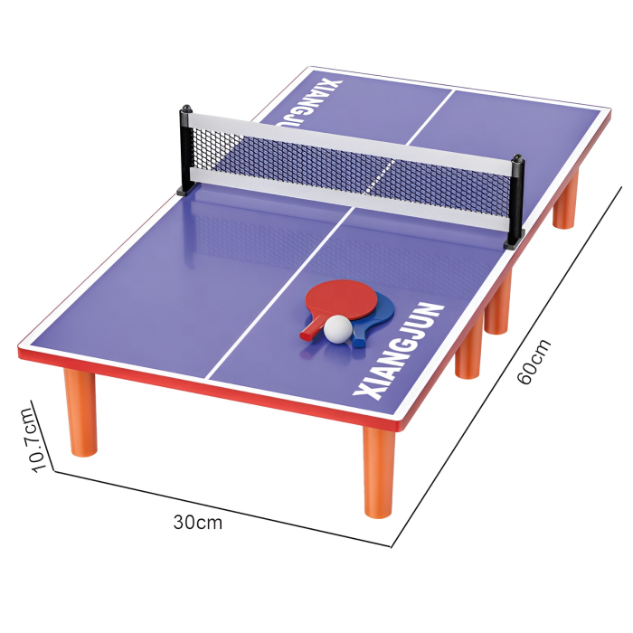 Masă de tenis de masă pentru copii – Joc ping pong mini din lemn, cu palete și fileu, 2 jucători, 60 cm, 5+ ani [2]
