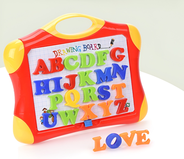 Masă educativă magnetică 3 în 1 pentru copii – tablă de scris și desen, litere și cifre magnetice, poziție reglabilă, joc educativ interactiv pentru învățare prin joacă [4]