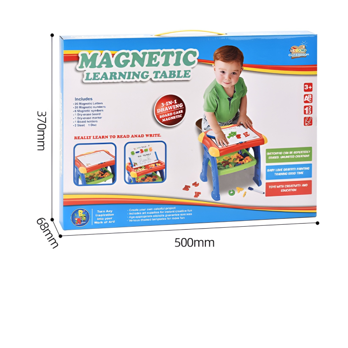 Masă educativă magnetică 3 în 1 pentru copii – tablă de scris și desen, litere și cifre magnetice, poziție reglabilă, joc educativ interactiv pentru învățare prin joacă [6]