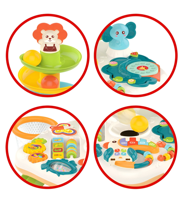 Masă Interactivă 8 în 1 pentru Bebeluși – Turn Cu Bile, Pian, Activități Sensoriale și Lumini, 75 cm [4]