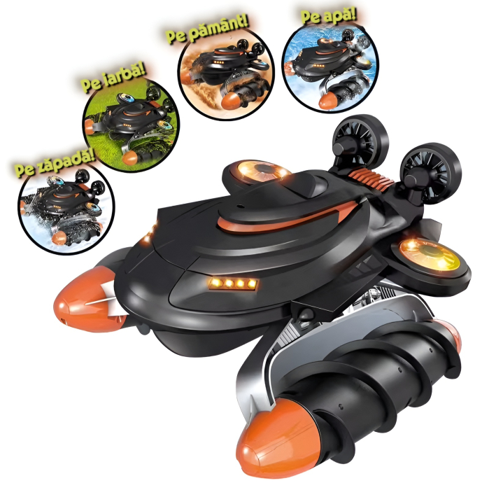 Mașinuță Amfibie X-Treme RC 4x4 – Vehicul cu telecomandă 2.4GHz, rezistent la apă, zăpadă și teren accidentat, rotire 360°, baterie reîncărcabilă, jucărie off-road pentru copii 3+ ani [6]