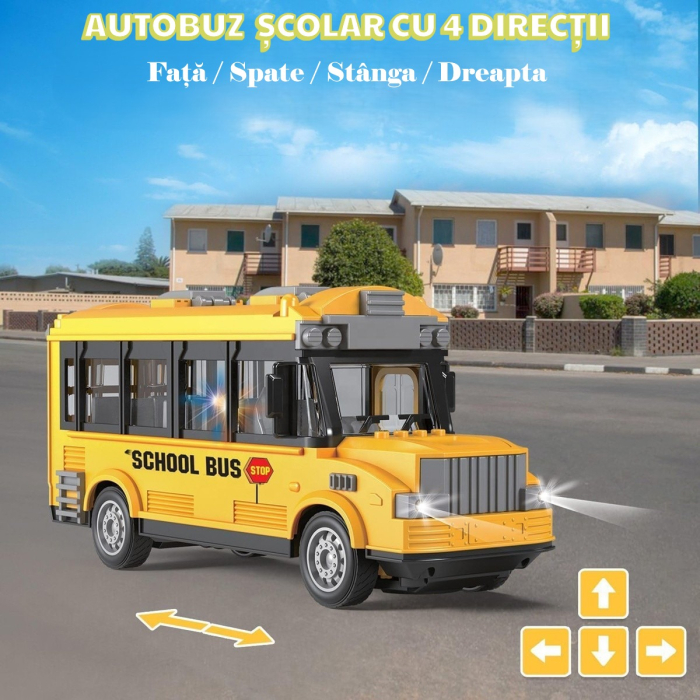 Mașinuță cu telecomandă pentru copii – model Ambulanță sau Autobuz Școlar, lumini LED, control în 4 direcții, uși funcționale, scară 1:30 [2]