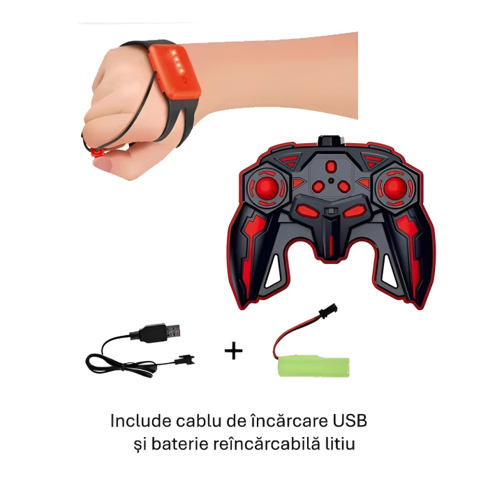 Mașinuță cu telecomandă și control prin gesturi, efect realist de foc pe eșapament, lumini LED ambientale, 4x4 Drift 360°, 2.4GHz, baterie reîncărcabilă, scara 1:16 [6]