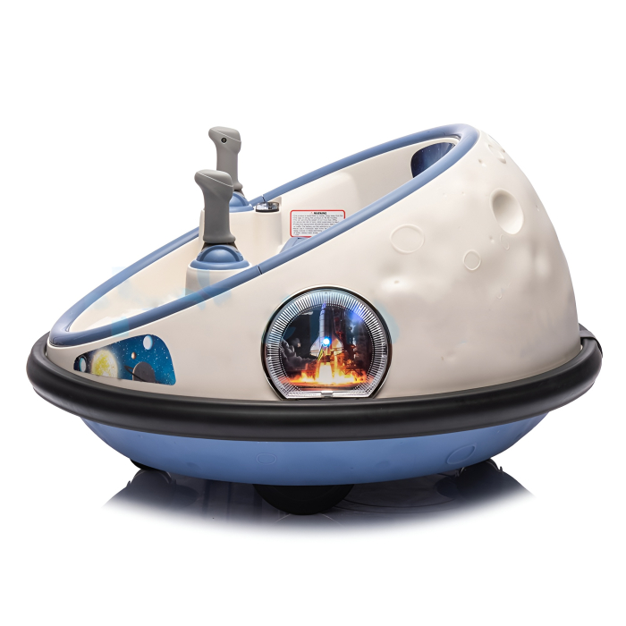 Mașinuță Electrică Bumper Car 360° pentru Copii – 2 Locuri, Bluetooth, Muzică, Bumper Protecție, Space Travel – Alb-Albastru [2]