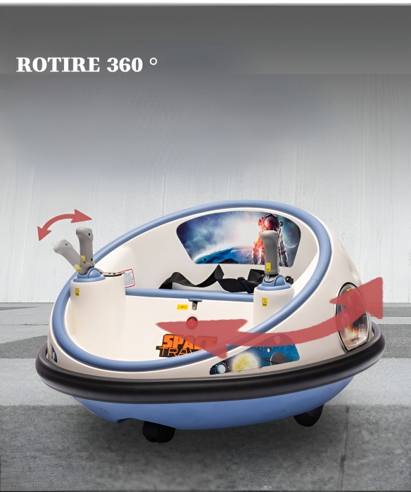 Mașinuță Electrică Bumper Car 360° pentru Copii – 2 Locuri, Bluetooth, Muzică, Bumper Protecție, Space Travel – Alb-Albastru [4]