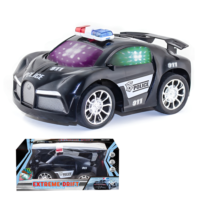 Mașinuță Poliție 3D Light cu Lumină și Muzică, Drift, 17 cm – Jucărie Interactivă pentru Copii [1]