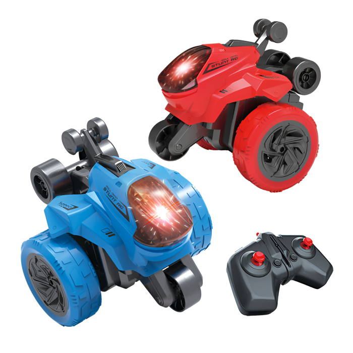 Mașinuță RC Stunt Car 2-in-1, Dublă Față, 360° Rotation, Lumini LED – Model Albastru/Roșu [1]
