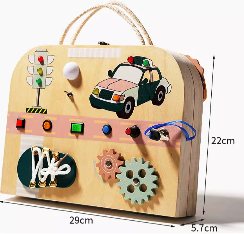 Montessori Geanta Pliabila din Lemn – Jucarie Educationala pentru Copii, Dezvoltare Creativa, Invatare Timpurie, Jucarie pentru Gradinita, Becuri Luminoase, Cadou Ideal pentru Prescolari [7]