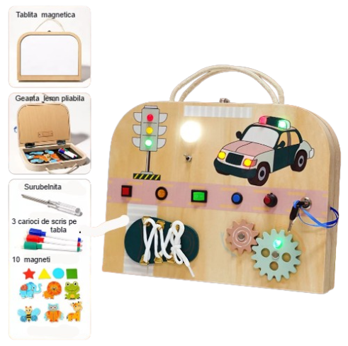 Montessori Geanta Pliabila din Lemn – Jucarie Educationala pentru Copii, Dezvoltare Creativa, Invatare Timpurie, Jucarie pentru Gradinita, Becuri Luminoase, Cadou Ideal pentru Prescolari [8]