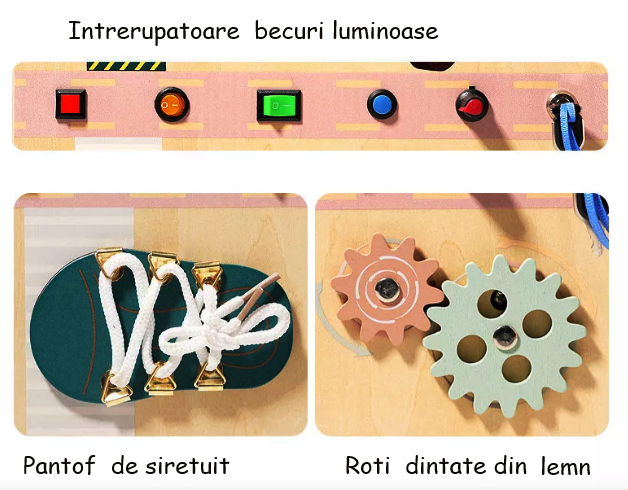 Montessori Geanta Pliabila din Lemn – Jucarie Educationala pentru Copii, Dezvoltare Creativa, Invatare Timpurie, Jucarie pentru Gradinita, Becuri Luminoase, Cadou Ideal pentru Prescolari [6]