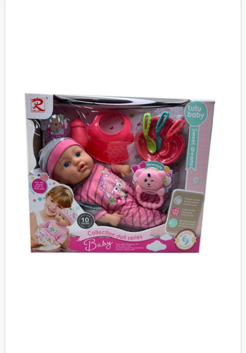 Păpușă Bebe Interactivă 30 cm cu Sunete – Set cu Accesorii, Biberon și Jucării | Tutu Baby Sweet Dreams [2]