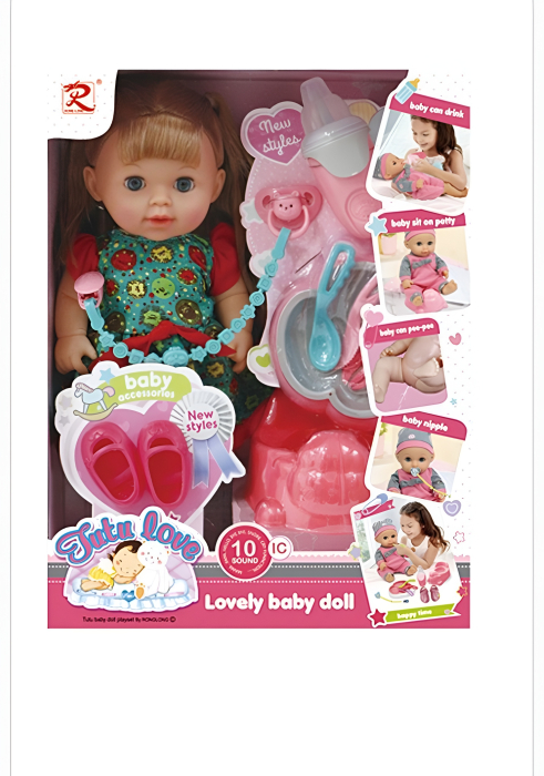 Păpușă Interactivă „Lovely Baby” – Suzetă, Biberon, Oliță, Sunete & Accesorii – Tutu Love [2]