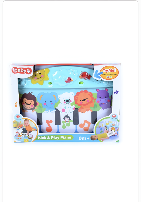Pian Muzical Kick & Play pentru Bebeluși – 0+ luni, 42×31 cm | Jucărie Interactivă cu Sunete, Lumini și Animăluțe, pentru Joaca pe Spate și pe Burtică [3]