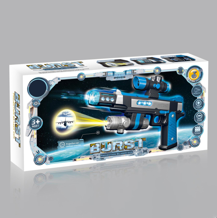 Pistol de jucărie cu laser și proiecție pentru copii – Blaster futurist cu lumini, efecte și țintire, 29 cm [4]