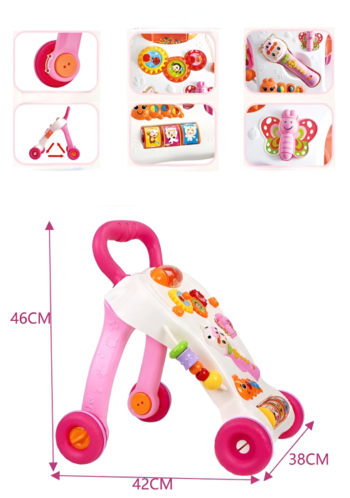 Premergător Interactiv Bebeluși 3 în 1 cu Lumini, Sunete și Panou Educațional – Stabil și Reglabil [3]