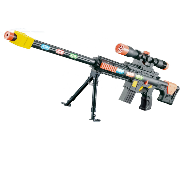 Pușcă de jucărie electrică cu lunetă și bipod, efecte luminoase LED, 83 cm, model Conquer Flash Gun [3]