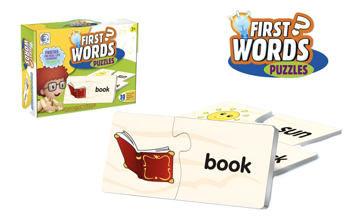 Puzzle Educațional 2 în 1 pentru Copii – Joc Montessori cu Primele Cuvinte și Alimente | 30 Piese, Învățare în Limba Engleză prin Joacă [1]