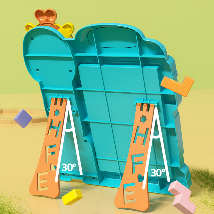 Puzzle Logică Girafă – Joc Tetris cu Piese Colorate și Tablă Verticală 3D, STEM Montessori [2]