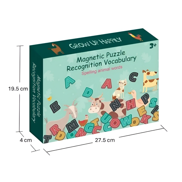 Puzzle Magnetic Educațional pentru Copii – Învățare Cuvinte în Engleză cu Animale | Joc Montessori cu Litere Magnetice, Alfabet și Vocabular Englez [3]