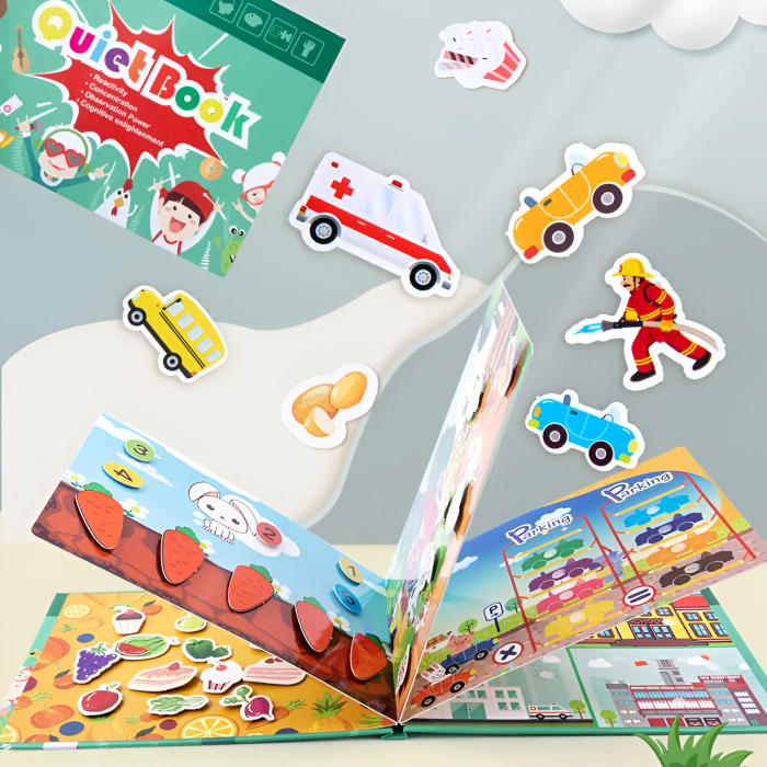 Quiet Book Montessori cu Activități Educaționale – Puzzle-uri, Numere, Animăluțe, Ferma | Carte Interactivă pentru Copii [2]